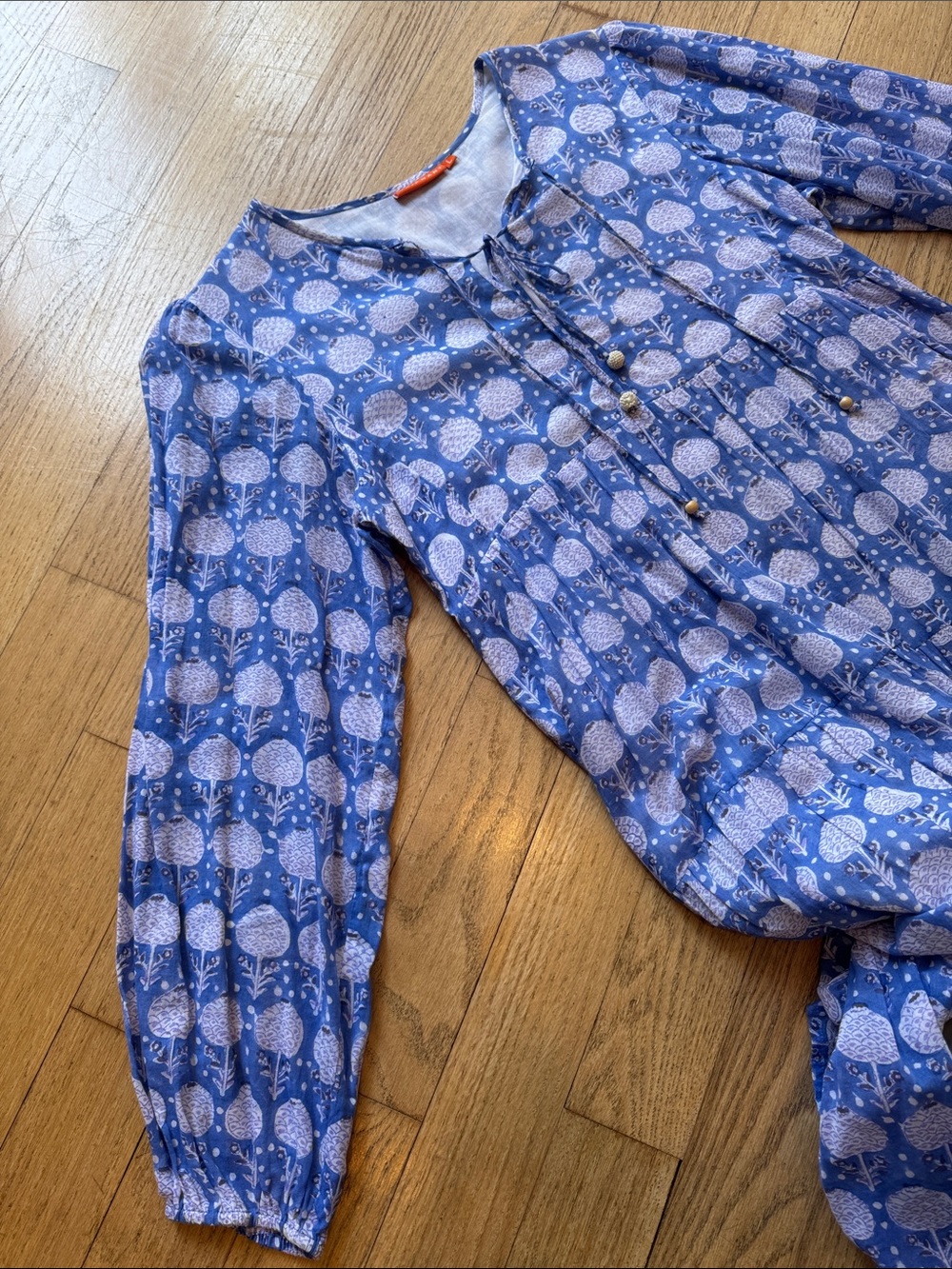 Oliphant blue and white long sleeve dress, size large - Picture 5 of 12